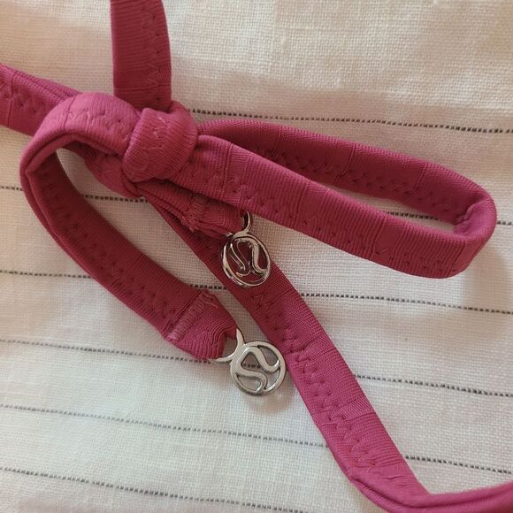 Lululemon Ribbed Halter Cross Back Swim Top for A/B Cups Pink Lychee Size Medium - Picture 4 of 7